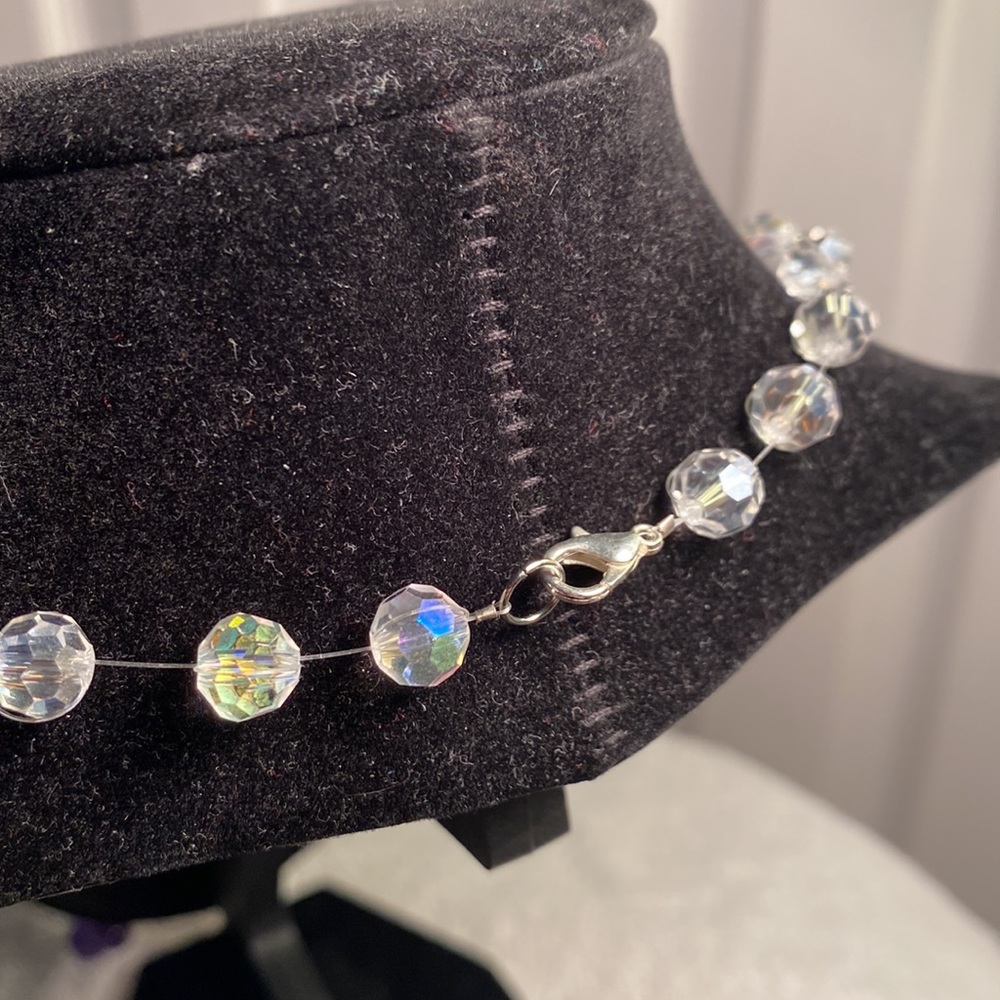 Handmade, purple crackle glass bead, Crystal bead necklace. 💎 - Picture 4 of 4